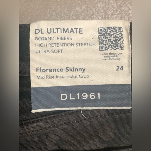 DL1961 Women Green Camo Florence Skinny Mid Rise Instascupt Crop Jeans NEW Sz 24 - Picture 4 of 9